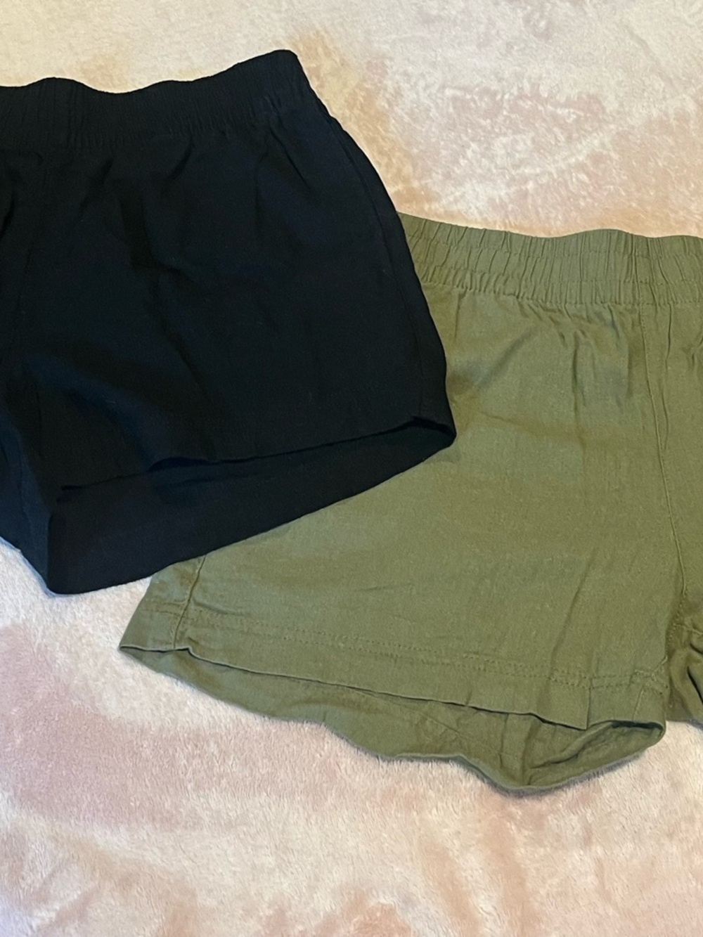 2 pair of Old Navy Women’s Elastic-Waist Casual linen Shorts - Black & Olive